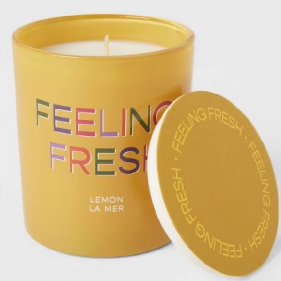 Opalhouse 11oz Glass Lemon La Mer lead free wick Candle Yellow New - Picture 1 of 6